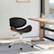 Armen Living Daphne Modern Office Chair In Chrome Finish with Black Faux Leather And Walnut Veneer Back LCDAOFCHBL - alternate 3